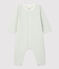 Combinaison longue rayée en tubique bio bébé blanc MARSHMALLOW/ HERBIER