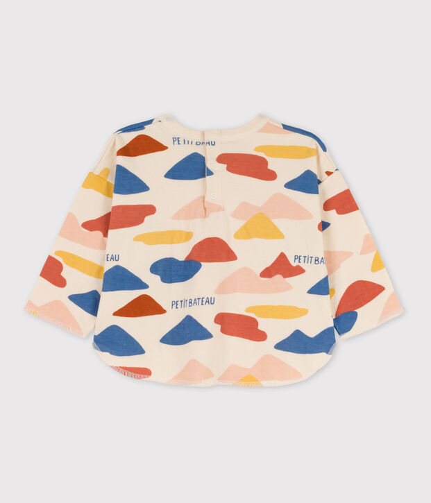 Tee-shirt manches longues b&eacute;b&eacute; imprim&eacute; en tubique &eacute;cru/multicouleur