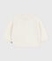 Cardigan bébé en tricot laine et coton brodé d'étoiles blanc MARSHMALLOW/gris ARGENT