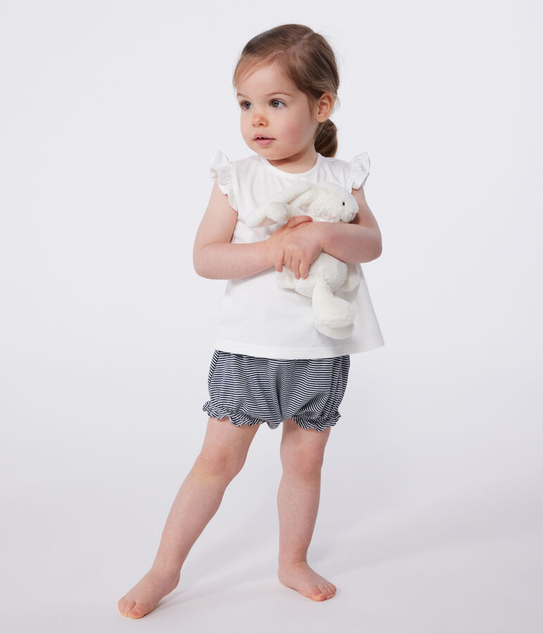 Blouse b&eacute;b&eacute; en coton sans manches blanc MARSHMALLOW
