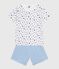 Pyjama short enfant en coton bleu JASMIN/blanc MULTICO