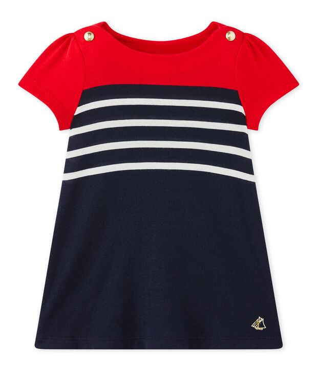 Robe b&eacute;b&eacute; fille &agrave; rayures bleu/multicouleur