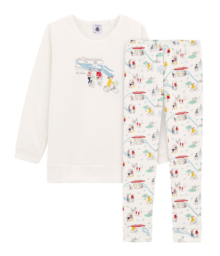 Pyjama petite fille blanc MARSHMALLOW/blanc MULTICO