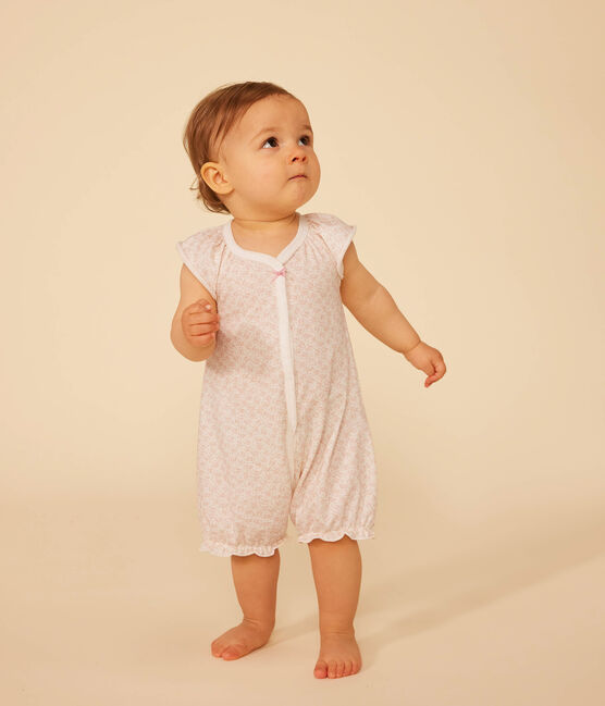 Combinaison courte imprimé fleurs en coton bébé MARSHMALLOW/ PANTY
