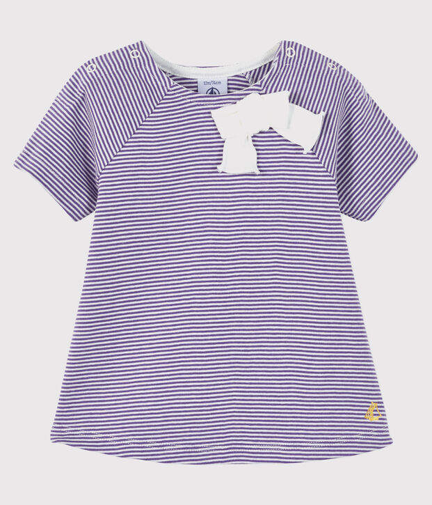 Blouse manches courtes b&eacute;b&eacute; fille violet/blanc