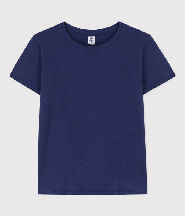Tee-shirt LE DROIT col rond en coton Femme bleu
