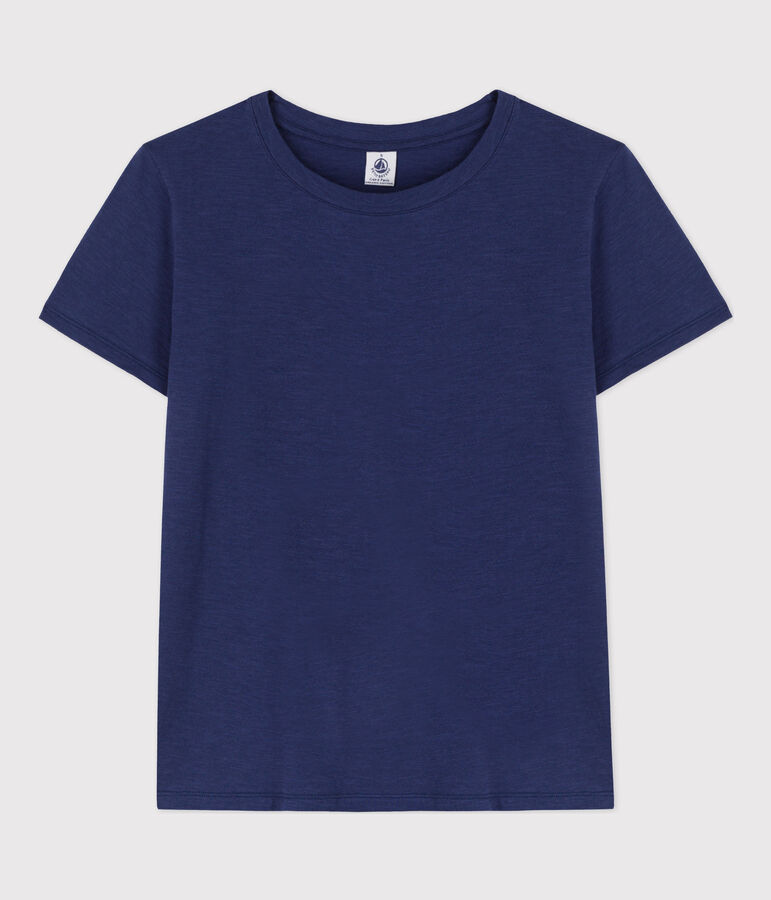 Tee-shirt LE DROIT col rond en coton Femme bleu CHALOUPE