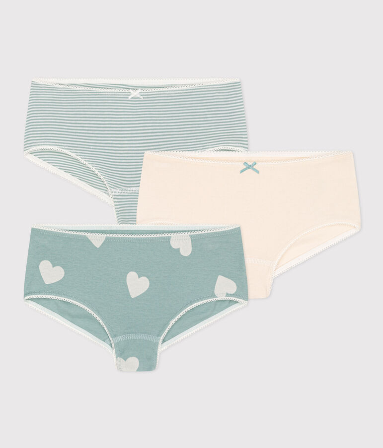 Lot de 3 shorties c&oelig;ur en coton petite fille multicouleur