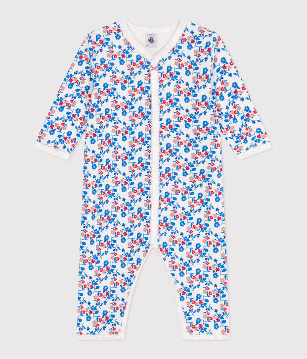 Pyjama b&eacute;b&eacute; en coton sans pieds fleuri blanc/multicouleur