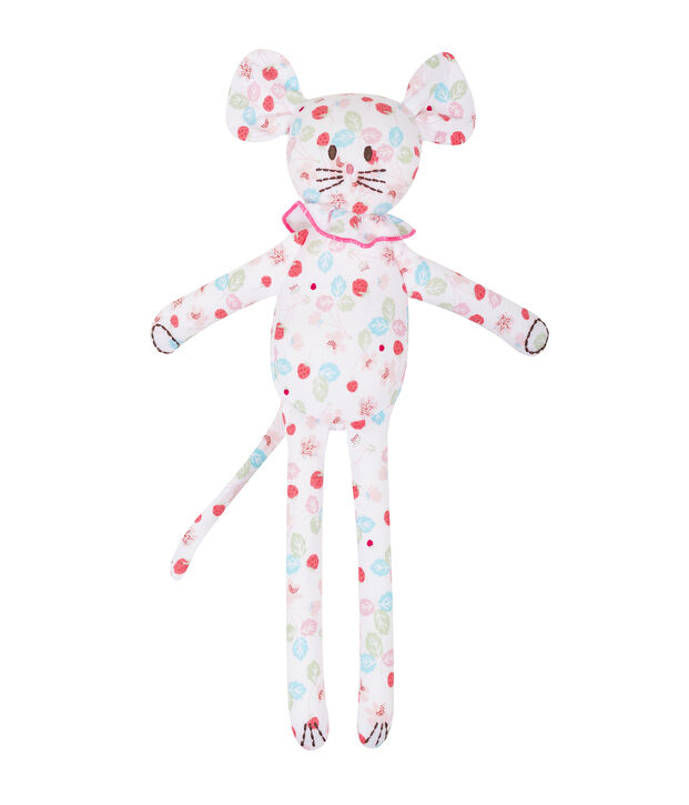 Doudou souris &agrave; motif b&eacute;b&eacute; mixte blanc/multicouleur