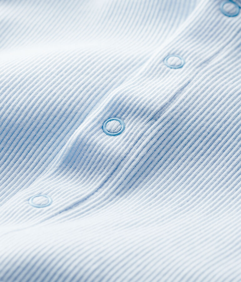 Cardigan b&eacute;b&eacute; en c&ocirc;te 2x2 en coton biologique bleu