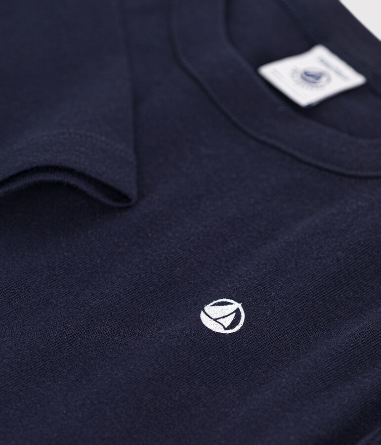 Tee-shirt manches longues en c&ocirc;te enfant fille / gar&ccedil;on bleu SMOKING