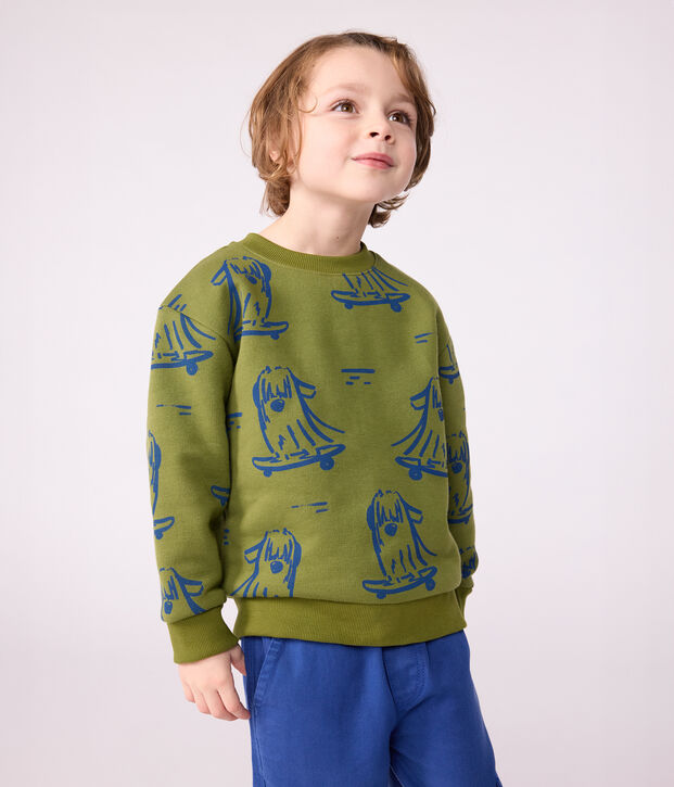 Sweatshirt enfant en coton imprim&eacute; bleu/bleu