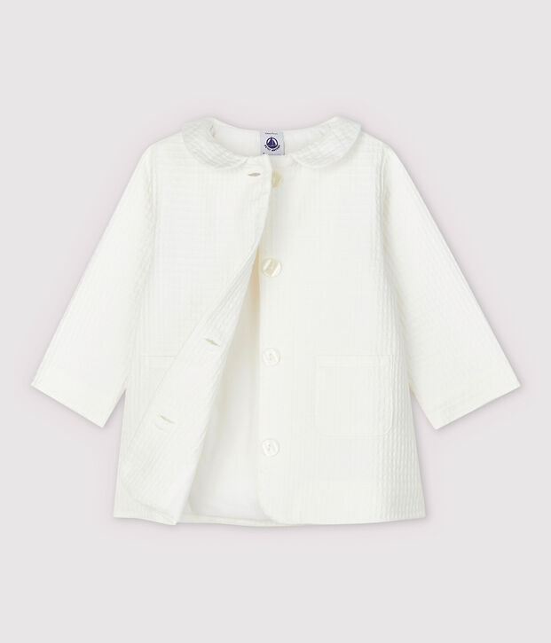 Veste c&eacute;r&eacute;monie en cha&icirc;ne et trame b&eacute;b&eacute; fille blanc