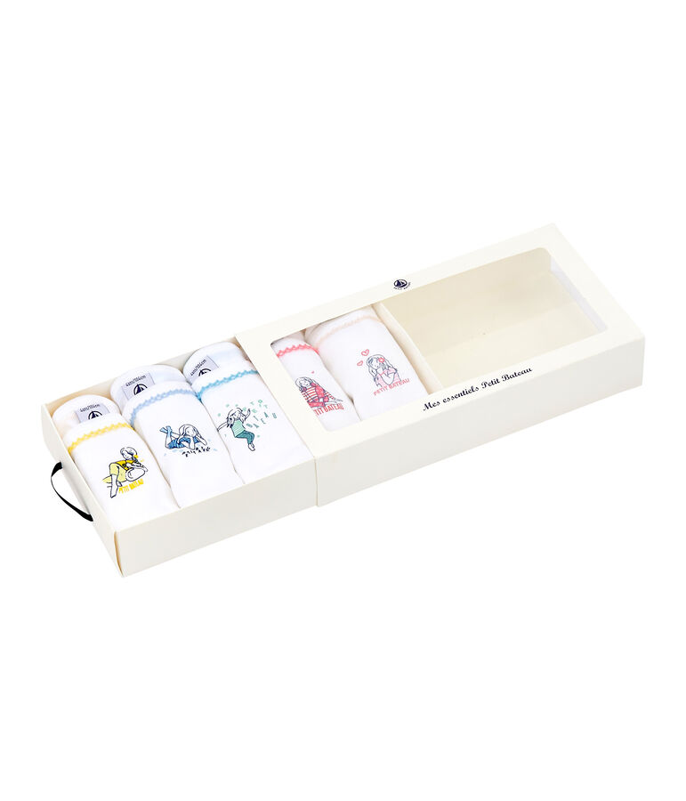 Lot de 5 chemises &agrave; bretelles fille &agrave; motifs blanc