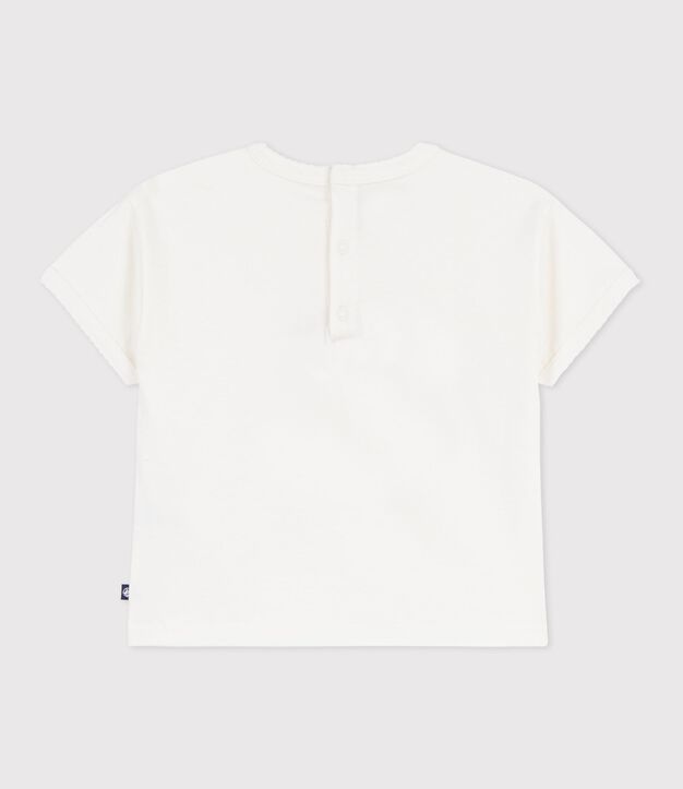 Tee-shirt b&eacute;b&eacute; en coton &agrave; manches courtes &agrave; motif blanc