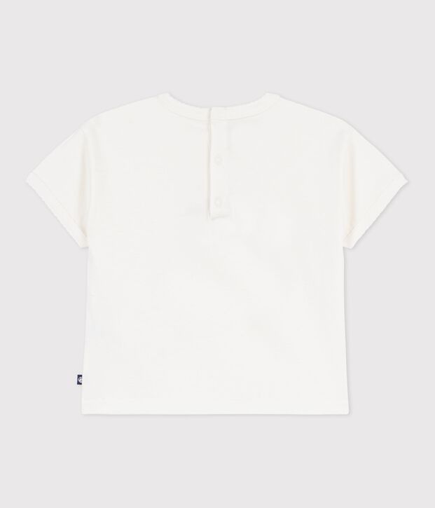Tee-shirt b&eacute;b&eacute; en coton &agrave; manches courtes &agrave; motif blanc