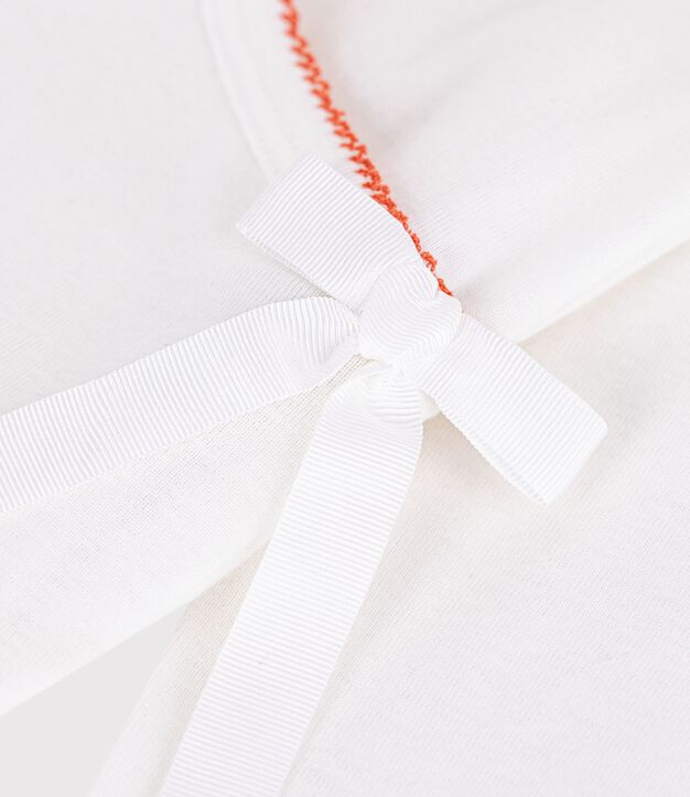 Cardigan cache-c&oelig;ur enfant en coton uni blanc