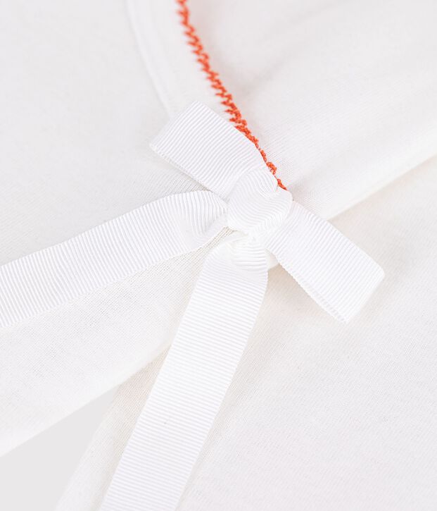 Cardigan cache-c&oelig;ur enfant en coton uni blanc