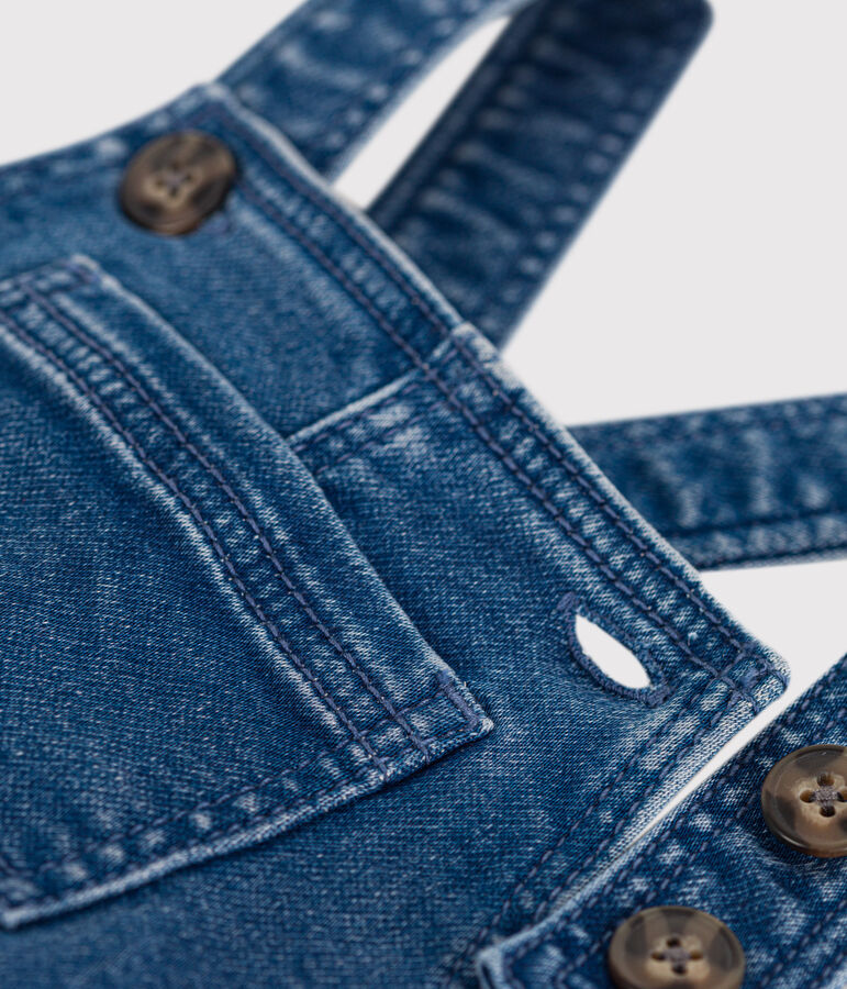 Salopette longue b&eacute;b&eacute; en denim bleu BLEU DELAVE