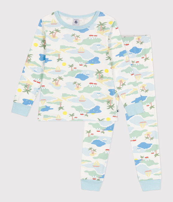 Pyjama enfant en coton imprimé blanc MARSHMALLOW/blanc MULTICO