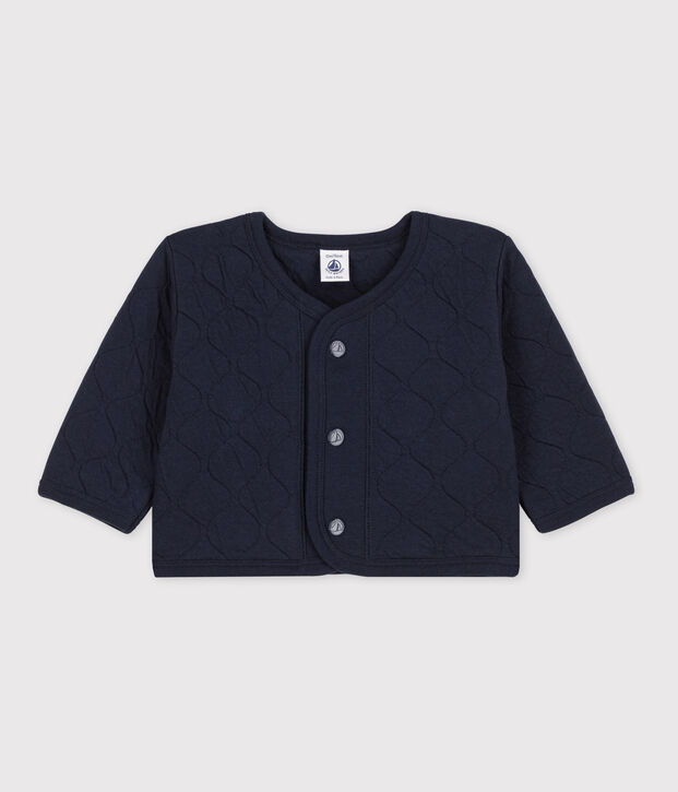 Cardigan b&eacute;b&eacute; en tubique matelass&eacute; bleu marine