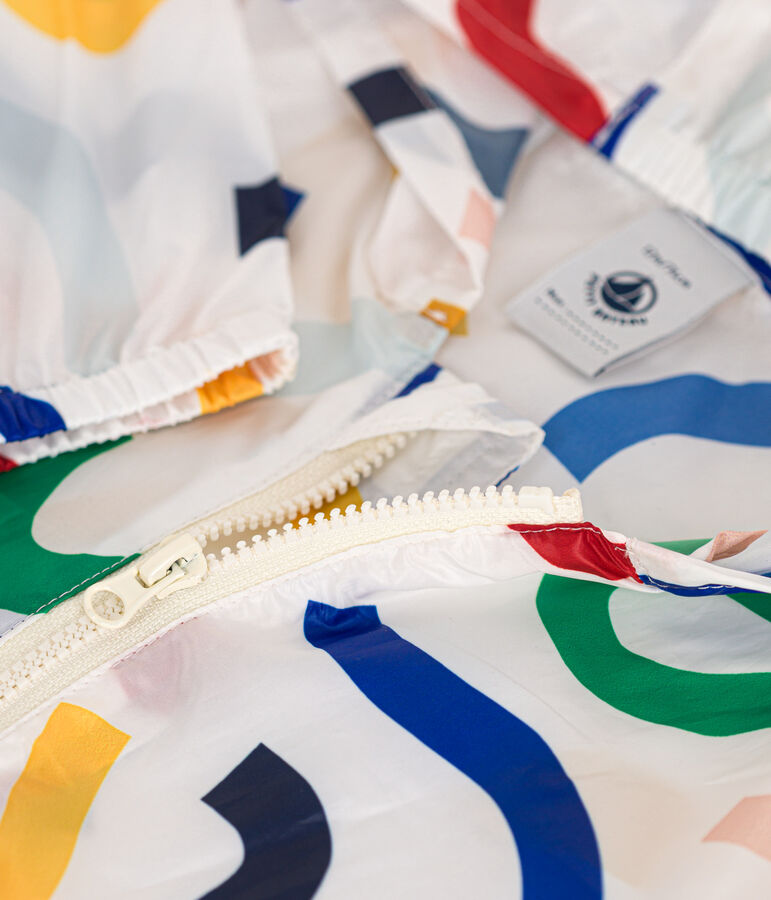 Coupe-vent b&eacute;b&eacute; anti-UV en polyester recycl&eacute; blanc/multicouleur