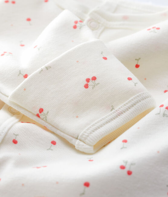 Combisac cerises bébé en coton biologique blanc MARSHMALLOW/blanc MULTICO