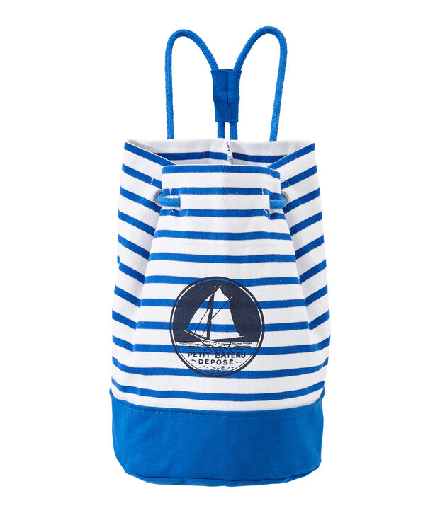 Sac de marin gar&ccedil;on en jersey lourd blanc/bleu