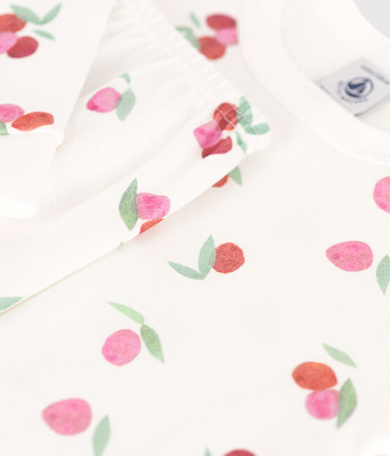 Pyjama très ajusté enfant en coton imprimé MARSHMALLOW/ PEONIA/ MULTICO