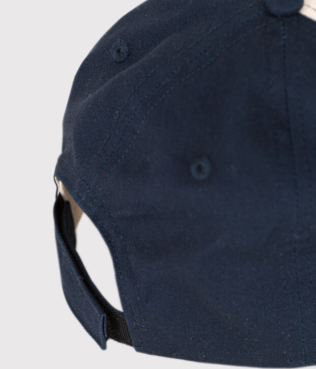Casquette en coton enfant &eacute;cru/bleu