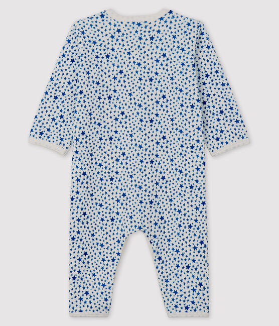 Dors-bien sans pieds à étoiles bleues bébé en tubique blanc MARSHMALLOW/bleu MAJOR