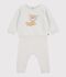 Ensemble 2 pi&egrave;ces b&eacute;b&eacute; en tricot coton &agrave; motif ourson beige chin&eacute;