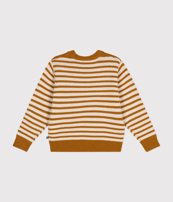 Pull en laine et coton enfant garçon blanc AVALANCHE/ ECUREUIL