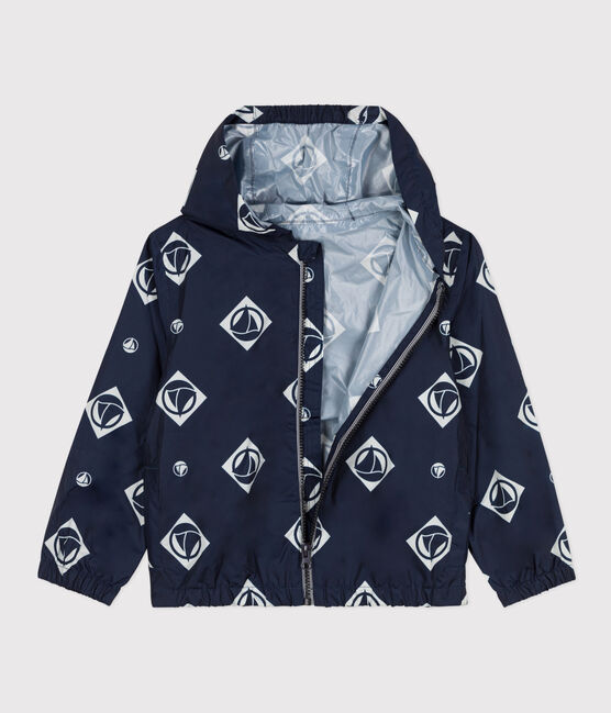 Coupe-vent, matière recyclée enfant fille/garçon bleu MEDIEVAL/blanc MARSHMALLOW