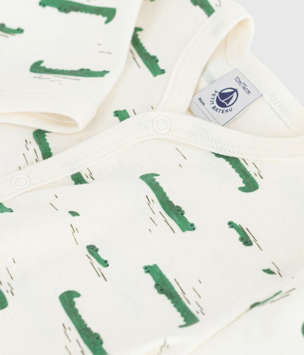 Pyjama b&eacute;b&eacute; sans pieds en coton imprim&eacute; &eacute;cru/multicouleur