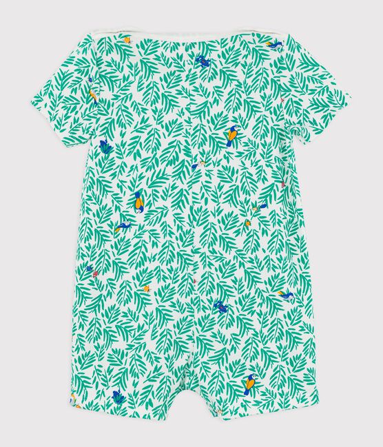 Combinaison courte en coton bébé. blanc MARSHMALLOW/blanc MULTICO