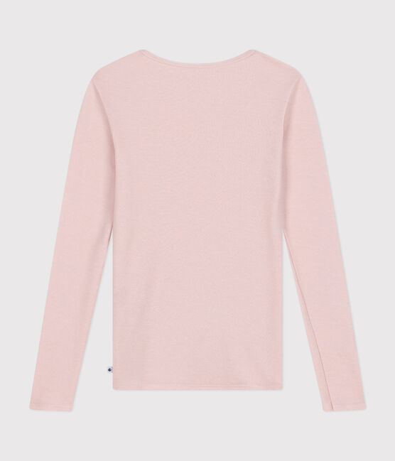 Tee-shirt manches longues en laine et coton femme rose SALINE