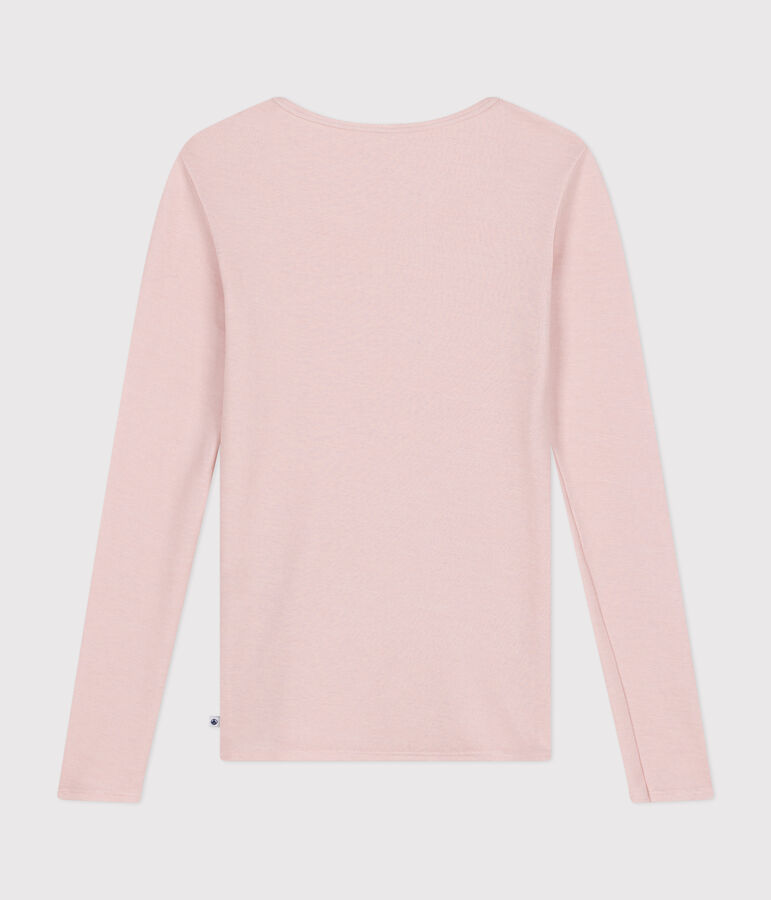 Tee-shirt manches longues en laine et coton femme rose SALINE