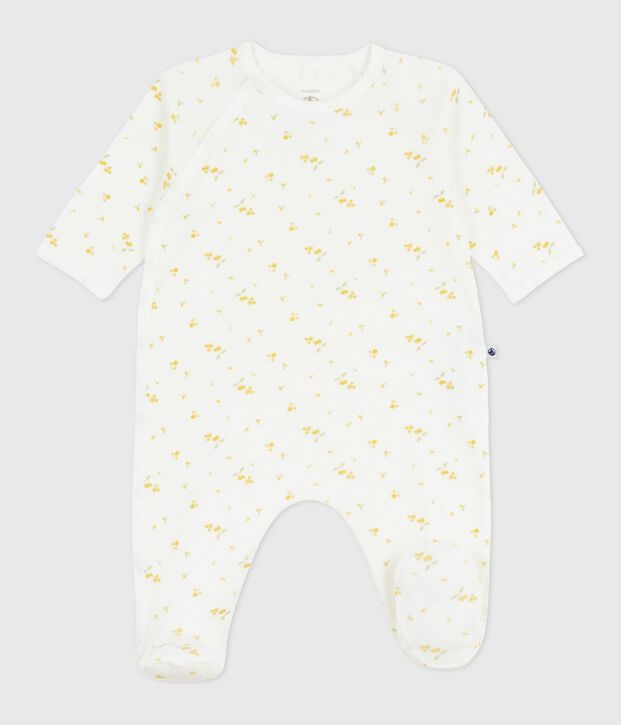 Pyjama b&eacute;b&eacute; en coton fleuri blanc/multicouleur