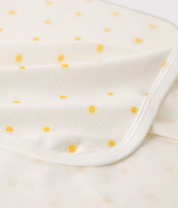 Drap de maternit&eacute; b&eacute;b&eacute; en coton biologique blanc/jaune