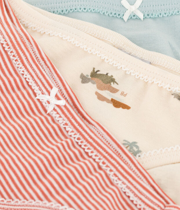 Lot de 3 culottes animaux en coton petite fille multicouleur