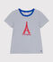 Tee-shirt Le Droit col rond en coton femme blanc MARSHMALLOW/bleu MEDIEVAL