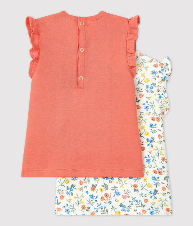 Lot de deux blouses manches courtes en coton b&eacute;b&eacute; multicouleur