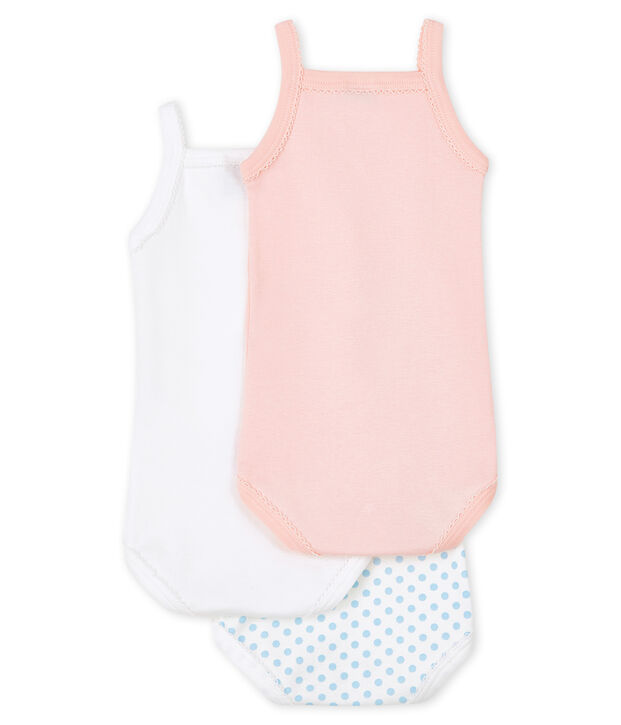 Lot de 3 bodies &agrave; bretelles b&eacute;b&eacute; fille multicouleur