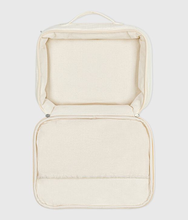 Valisette naissance en gaze de coton brod&eacute; blanc