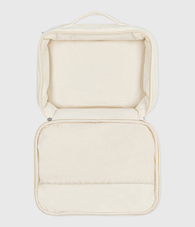 Valisette naissance en gaze de coton brod&eacute; blanc MARSHMALLOW