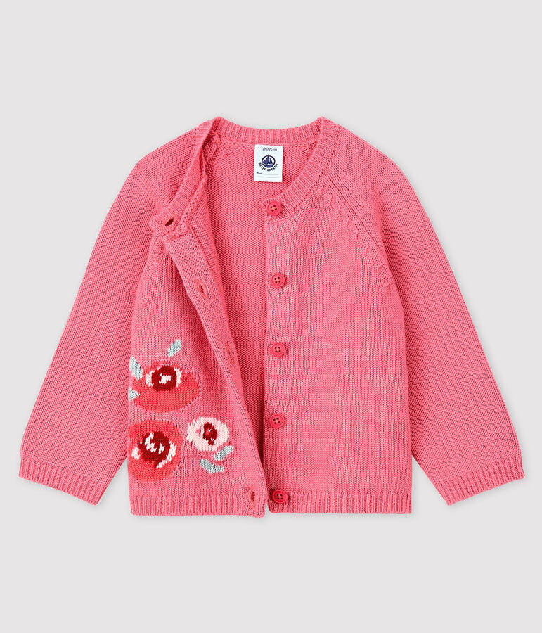 Cardigan b&eacute;b&eacute; fille avec jacquard rose CHEEK