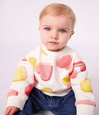 Sweatshirt b&eacute;b&eacute; en coton imprim&eacute; c&oelig;urs
