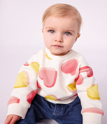 Sweatshirt bébé en coton imprimé cœurs